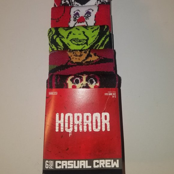 Horror movie mens casual crew socks 6 pack new - Picture 1 of 7